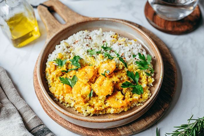 Gambas curry coco riz